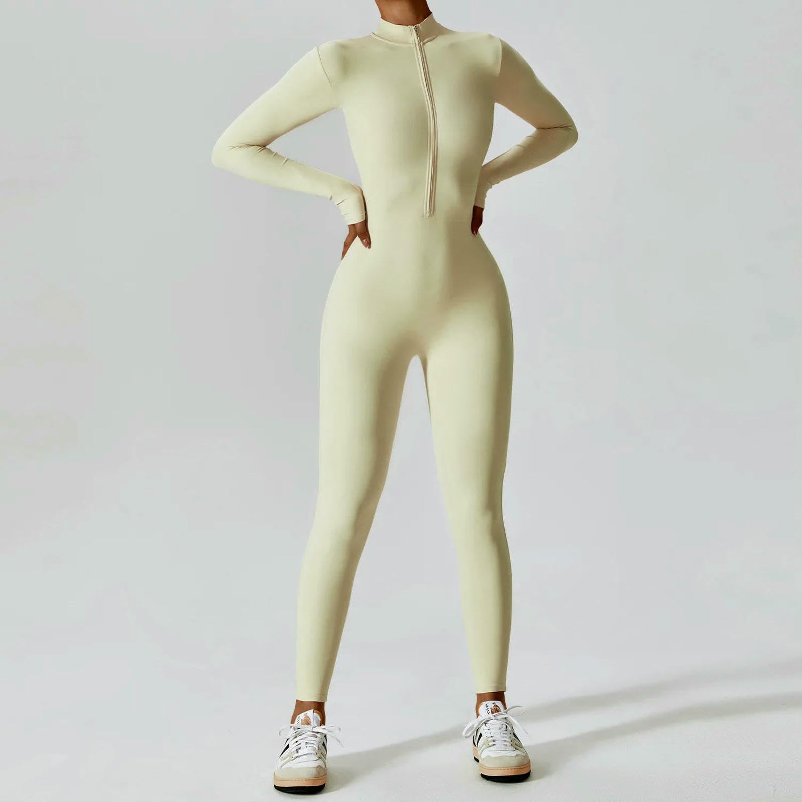 Shapewear damski kombinezon treningowy z długim rękawem kombinezon z zamkiem błyskawicznym Up Bottom spodnie Bodycon Sexy One Piece-rozszerzony czarny M