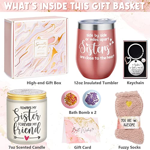 Sisters Gifts From Sister Mothers Day Gifts For Sister From Brother, Best Friend Birthday Gifts For Sister In Law Soul Sister, Friend Gifts For Women Birthday Gift Basket For Sister With Wine Tumbler #TOP2