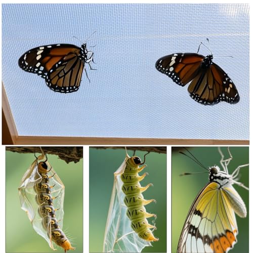 Yohsnor Butterfly Habitat Cage Kit - 15.7\" Monarch Caterpillar House with Wooden Frame & Mesh Enclosure, Grow Tent for Hatching Butterflies, Kids Observation & Garden Insect Cages (Includes Guide)