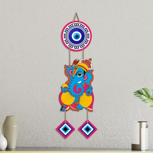 Image of Artvibes Shree Ganesha Evil Eye Nazar Battu Wall Hanging for Home Entrance | Spiritual Vastu Decor for Living Room Bedroom Office Temple | Positive Energy MDF Decorative Gift (WH 8558N)