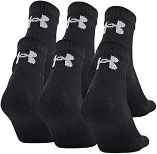 Under Armour Adult Training Cotton Quarter Socks, Multipairs , Black (6-Pairs) , Large