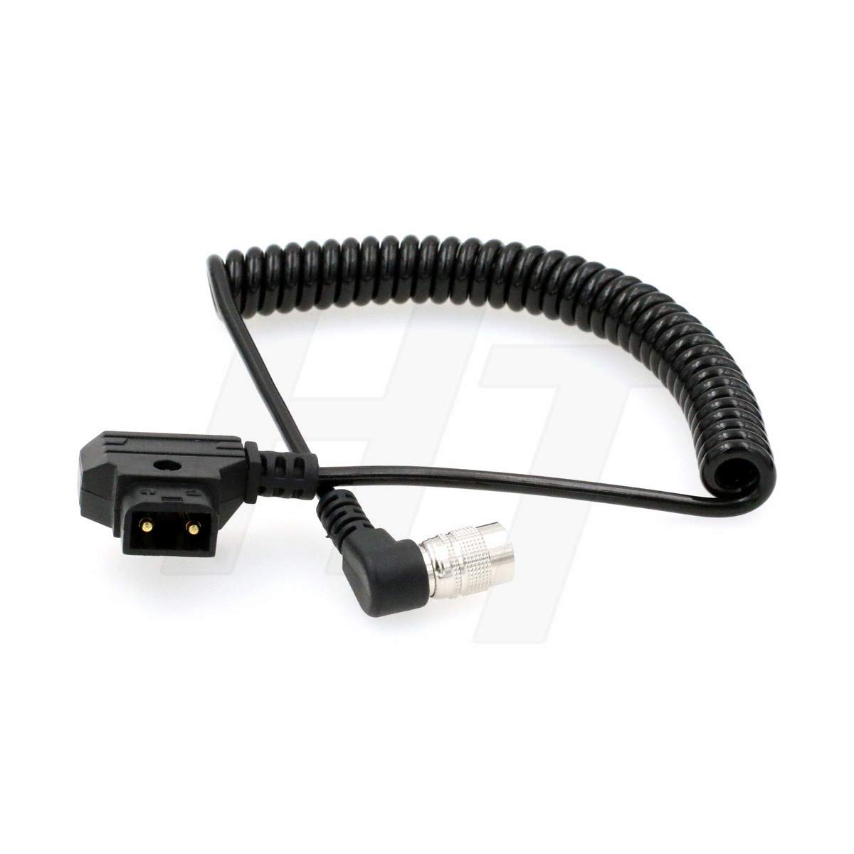 HangTonNew D-tap to Hirose 4 Pin Male Right Angle Coiled Power Cable for Sound Devices 633 688 788T Recorder Mixer 10-18V