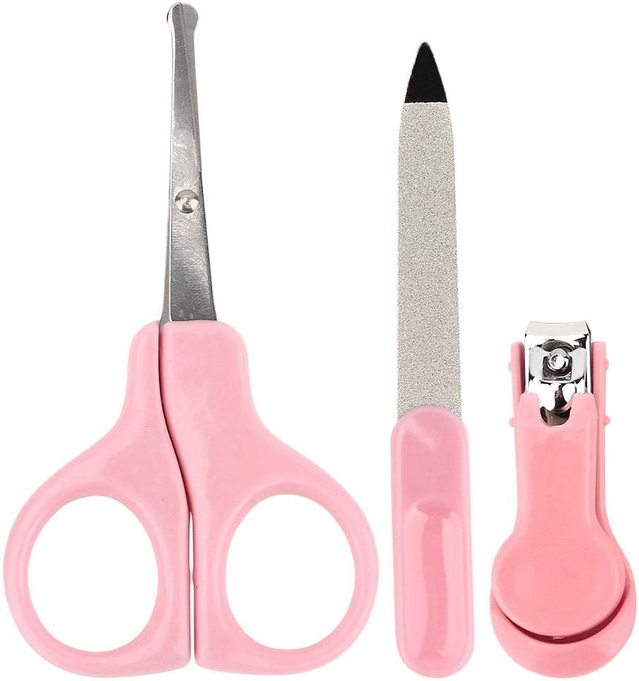 3 in 1 Baby Nail Clipper Baby Grooming Kit, Baby Manicure Set with Nail Scissors Nail Clipper and Nail File for Newborn Toddler Toes Fingernails Care Trim Polish Ki (Pink)-image-17