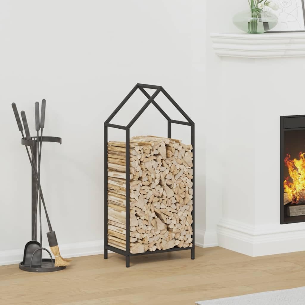 Mangloder Brennholzregal Schwarz aus kaltgewalztem Stahl 40 x 25 x 90 cm, Holzlager für Kamin und Ofen, 100 kg Traglast, für Aufbewahrung, Trocknen, Ordnung im Wohnzimmer, Garten, Terrasse