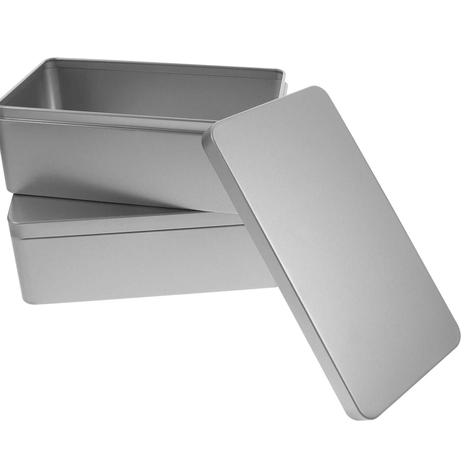 Ciieeo 2pcs Metal Storage Tin, Rectangular Tinplate Box Tea Leaf Storage Container New Year Cookie Jars Gift Box for Storage Tea Coffee Sugar Loose Leaf Silver
