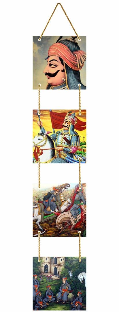 CVANU Rajput Maharana Pratap Fighting of War Beautiful Wooden Wall Hanging Board Home Decor Items Size(36inch X 6inch) Multicolor_CV02