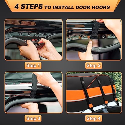 Sailnovo Car Rooftop Cargo Carrier Roof Bag, 20 Cubic Feet Waterproof Car Rooftop Cargo Carrier Bag Fit Car with Without Roof Rack - Car Top Carrier with Tie-Down Strap, Safety Hook - Image 5