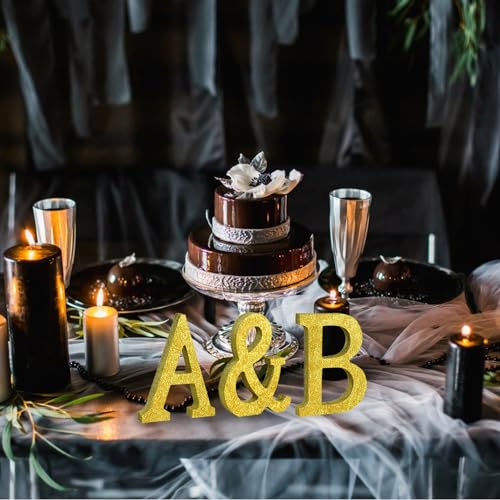 Image of TONIFUL 8 Inch Gold Glitter Letter B Table Centerpiece A-Z Gold Birthday Party Decorations,Gold Alphabet B for Birthday,Chrismas,Graduation,Bridal Shower,Wedding,Anniversary Party Supplies