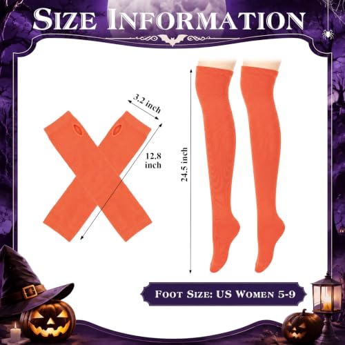 Image of Geyoga Arm Warmers Leg Warmers Striped Thigh High Socks Fingerless Gloves Stockings Christmas Halloween