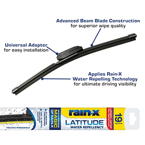 Image of Rain-X 5079276-2 Latitude 2-In-1 Water Repellent Wiper Blades, 19 Inch Windshield Wipers (Pack Of 2), Automotive Replacement Windshield Wiper Blades With Patented Rain-X Water Repellency Formula