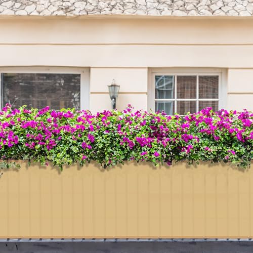 Image of Sunnylaxx Balcony Privacy Screen for Protection 90 x 200 cm, Privacy Screen, Fence for Balcony Balcony PES for Balcony Garden Terrace, with Eyelets and Strap, Sand