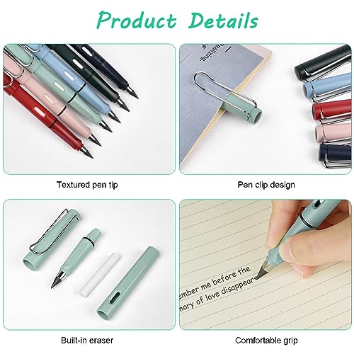 OFFCUP 6 PCS Inkless Pencil, Infinity Pencil with 6pcs Replacement Nibs and 2pcs Eraser, Reusable Everlasting Pencils - Image 3