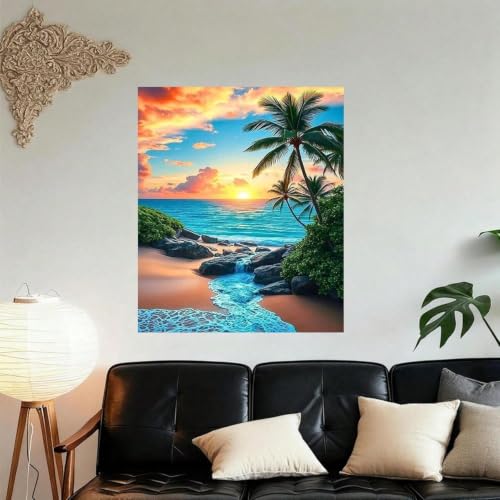 Toile ocean et palmier pour creer une ambiance de vacances tropicales dans votre salon