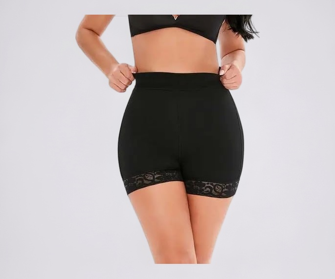 Buy Women's Lace Trim Cycling Shorts, Black, Mid Rise, Cotton