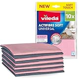 Vileda Actifibre Soft Universal Mikrofasertücher | Saugstarke & streifenfreie Reinigungstücher für alle glatten Oberflächen | Waschbar & wiederverwendbar - Rosa & Grau | 10 Stück