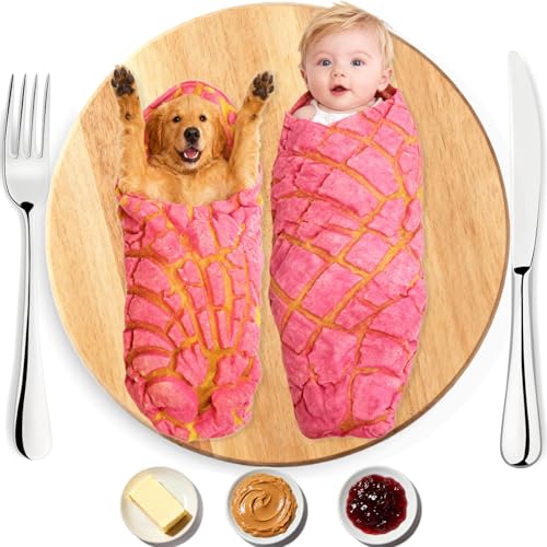 Image of Concha Blanket Baby Stuff Shower White Elephant Gifts for Kids Throw Blankets Wrap Swaddle Toddler Boy Girl Party Novelty Sweet Shell Bread Gag Pets Soft Fleece 40in