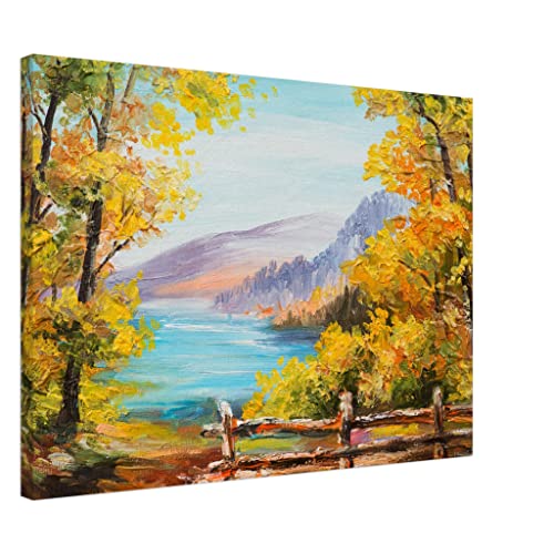 Toile encadrée Paysage Montagne d'automne 50 x 70 cm tableau mural