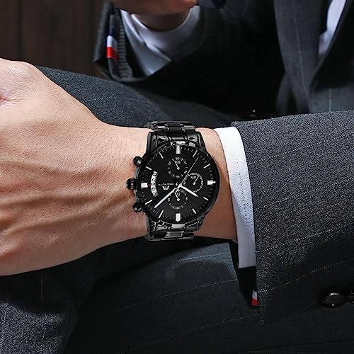 Image of MEGALITH Watch for Man Analog Classic Stainless Steel Waterproof Chronograph Fashion Casual Date Men's Wrist Watches