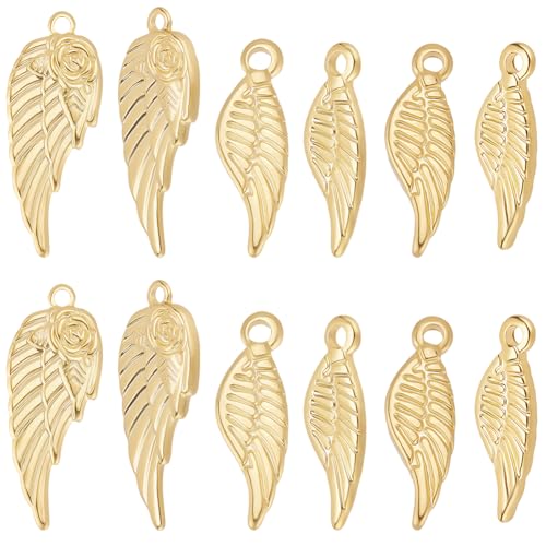Breloques ailes d'ange en acier inoxydable plaqué or 18k pour bijoux durables