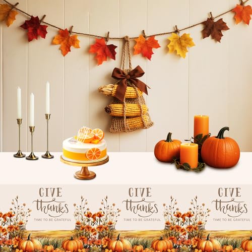 Image of ATFUNSHOP Fall Thanksgiving Tablecloth 4 Packs 54x108 Plastic Disposable Thanksgiving Table Cloth Rectangle Fall Tablecover for Holiday Dinner Party Decorations Outdoor Picnic & Baby Showers
