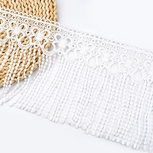 URROMA 2 Yards White Lace Trim with Tassel
