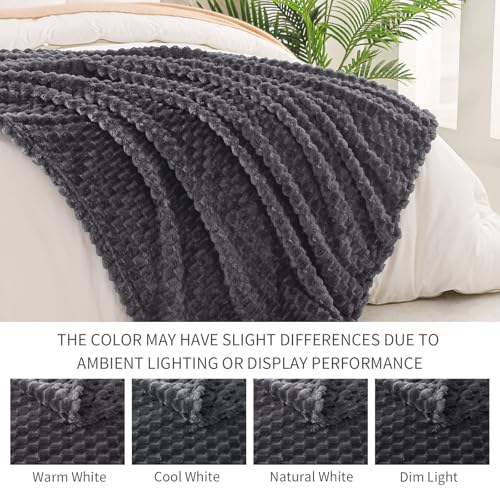 Image of Exclusivo Mezcla Fleece Twin Blanket for Bed, Extra Large Fuzzy Dark Grey Bed Blankets, Soft Cozy Plush Sofa Throws for All Seasons, 90x66 Inches