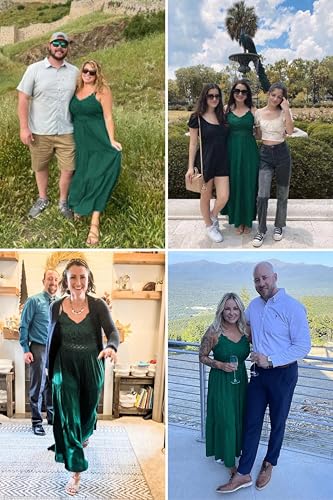 Image of Dokuritu Women's Beach Crochet Lace Maxi Dress Solid Color Summer Vacation Wedding Guest Spaghetti Strap Long Dress