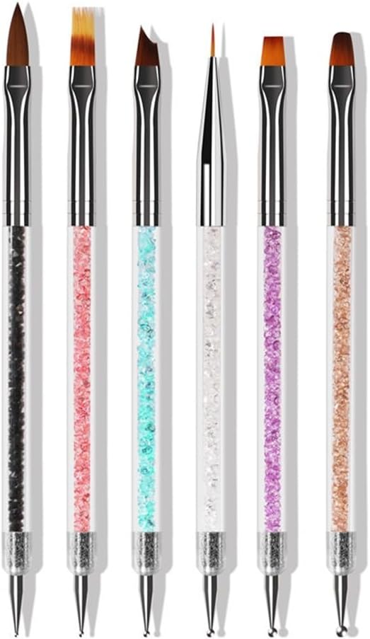 Double-Ended Nail Pen with Drill Nail Tools Brush Thread Pen Sweep Pen Light Therapy Pen Nail Brush