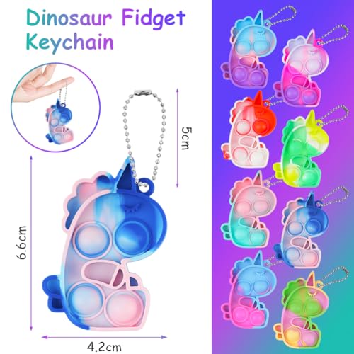 Ainiv 12 PCS Mini Fidget Pop Bubble Toys, Unicorn Squeeze Toys with Keyring, Cute Poppet Bubble Sensory Toys - Image 2