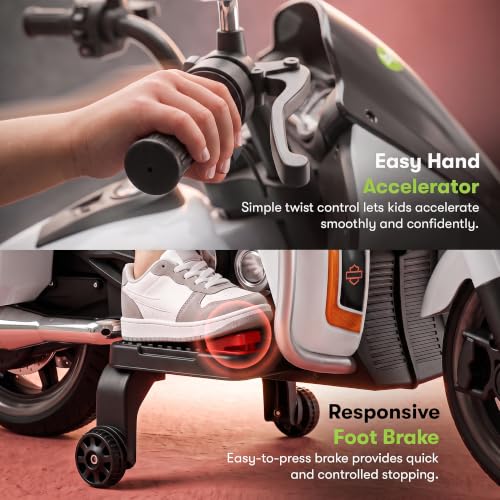Image of Baybee Adreno Baby Electric Bike for Kids with Hand Accelerator | Big Battery Baby Bikes with Realistic Meter, RGB Lights & Music | Rideon Battery Operated Bike for Kids to Drive 1 to 8 Years (White)
