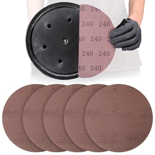 Image of 25 Pcs 9 Inch Mesh Sanding Disc for Drywall Sander 240 Grit | Hook and Loop Anti-Clogging Dust Free Round Sandpaper for Fine Skim Coat Smoothing, Between-Coat Sanding and Wall Polishing