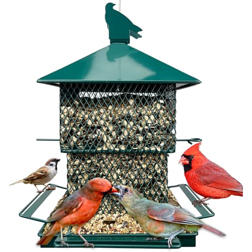 Bird Feeders for Outdoor Hanging, Heavy Duty Metal Bird Feeder, 6lb Large Capacity, Supports Cardinal, Finch, Blue Jay and Wild Birds
