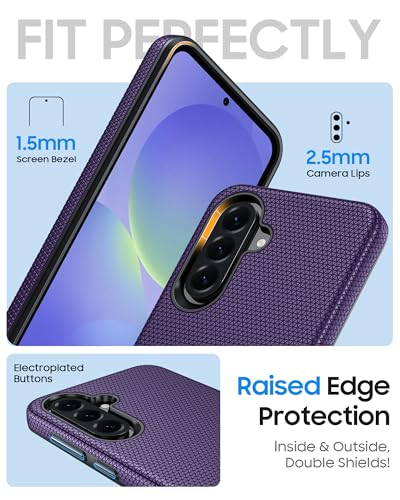 Image of for Galaxy A37+A36+A56 5G Phone Case, Triangular Anti-Slip Textured, Military Grade Drop Protection Samsung A37 5g case, 14ft Drop Tested, TPU+PC Dual Layer Shockproof Cover for A37 (Purple)