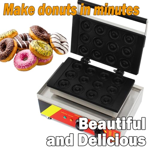Electric Donut Maker Commercial 12 Holes Doughnut Machine Mini Donuts Maker with Cool Touch Handle Non-Stick Coating for Bakeries Home Snack Bars Restaurant,1500W, 220V