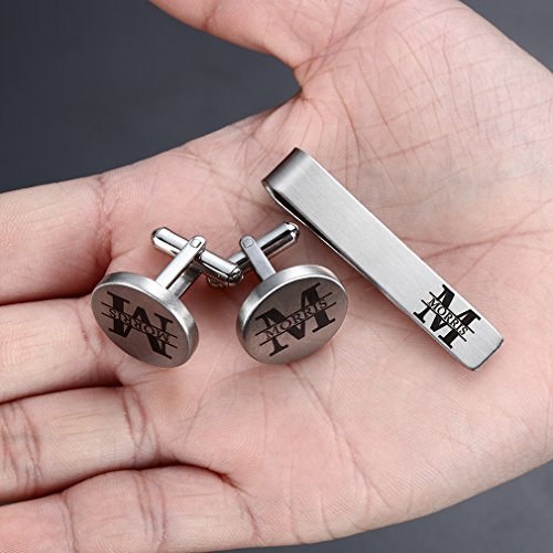 Cufflinks Wedding Engraved Father of the Bride/Groom Gifts Tie Clip Tack Bar ZUNON4