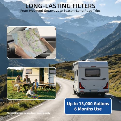 Image of Filterelated Upgraded 3-Stage RV Water Filter w /Bracket, PP+Polyphosphate, Carbon Block & 0.01μm UF, 3 /4 inch Brass Fittings, Reduces Sediment, Chlorine, Metals, Odors - for Camper, Boat, Garden
