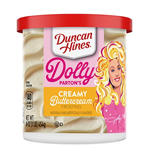 Duncan Hines Dolly Parton's Favorite Creamy Buttercream Flavored Cake Frosting, Halloween Cookie Decorating, 16 oz.