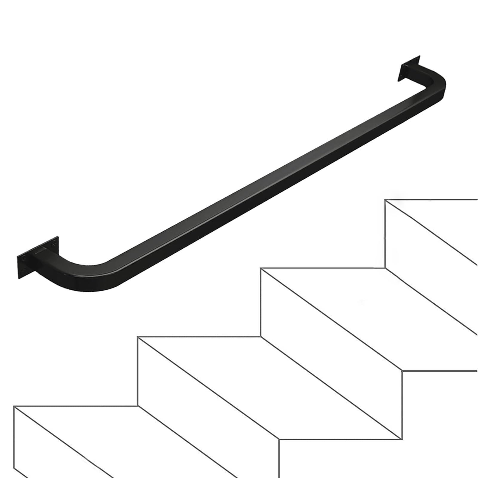 LWJSOCP Stair handrail Stair Handrail Railing 1m 1.5m 2m 2.5m 3m Industrial Stair Railing Non-Slip Pipe Safety Grab Bar Wall Mounted Balustrades Handle for Villa Loft Corridor Garden (Size : 0.8m
