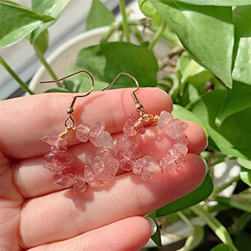 Boucles d'oreilles quartz rose et cristal naturel avec perles de fleur