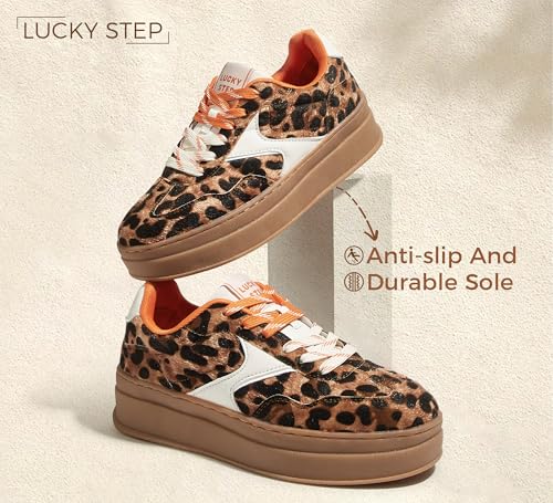 LUCKY STEP Platform Retro Sneakers for Women Fashion Casual Gum Thick Sole Rubber Sole Comfort Skate Tennis Footwear Chunky Trainer Walking Shoes3