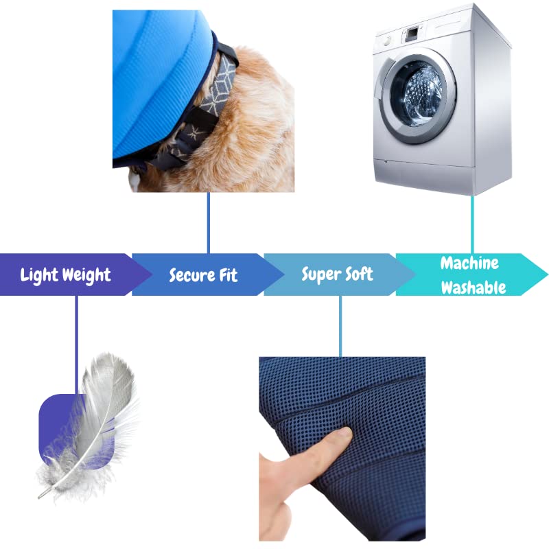 Image of DMW Products Extra Soft Dog Cone for Dogs After Surgery, Adjustable Dog Cones for Large Dogs, Medium and Small. Lightweight Dog Cone Alternative After Surgery. Comfy Recovery Dog E Collar.