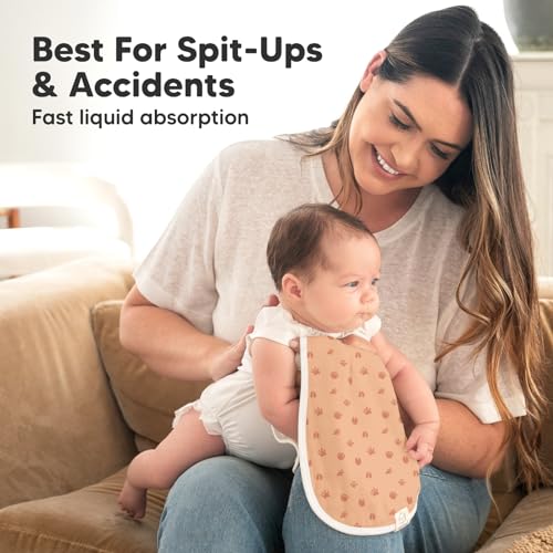 Image of 5-Pack Muslin Burp Cloths Baby Boy, Girl - Very Absorbent Baby Burp Cloth Rags, 8-Layers Viscose Derived from Bamboo Cotton Muslin Towel, Super Soft Spit Up Rags, No Shrink Washcloths (Wilderness)