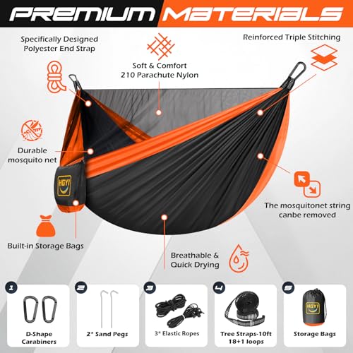 Image of Camping Hammock Mosquito Net,Double & Single Portable Hammocks Hammocks with 2 Tree Straps,Hammock Tent for Travel Camping,Camping Accessories for Indoor Outdoor Hiking Backpacking Backyard Beach