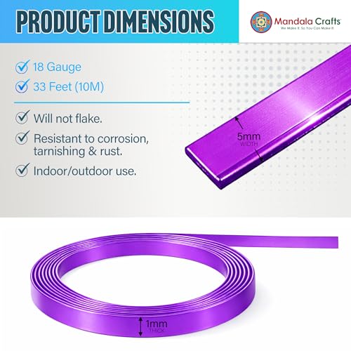 Image of Mandala Crafts 5mm Violet Flat Aluminum Crafting Wire for Sculpting