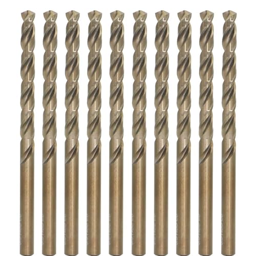 Metric Cobalt Drill Bits 5.5mm 10PCS, M35 high Speed Steel, high Hardness Straight Shank Drill, Mechanical or Hand Drill for Drilling, Suitable for Stainless Steel, Iron, Copper and Aluminum.