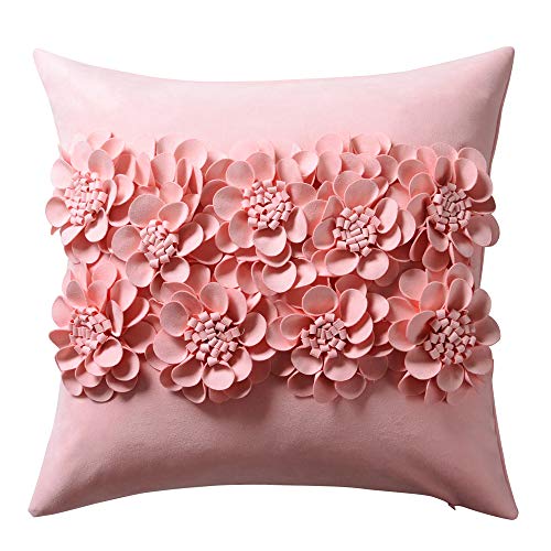 JWH Fundas de almohada hechas a mano con diseño de flores en 3D, estéticas, decorativas, coloridas, con decoración floral, fundas de almohada estéreo para coche, cama, sofá, dormitorio, 18 x 18