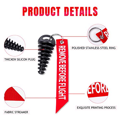 Image of 0.6 inch-1.5 inch Muffler Exhaust Wash Plug, Motorcycle Dirt Bike 2 Stroke with Keychain Tag with Key Ring Engine ATV Quad Rubber Exhaust Silencer - Black