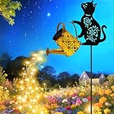 Luces solares para regadera, linterna colgante de gato, luces solares al aire libre, regalos para amantes de los gatos, regalos para mamá, mujeres, cumpleaños, día de la madre, Navidad, decoración de