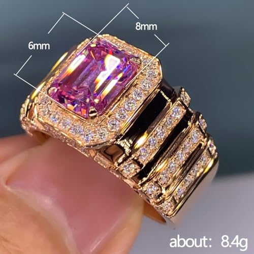 Gold Plated Pink Cubic Zirconia Engagement Rings Wedding Bridal Band Promise Rings Evening Parties Anniversary Valentine's Day Gifts Eternity Bands for Women2