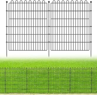 5 Panels No Dig Decorative Garden Fence for Yard, 32 in(H) X 11.8 ft(L) Animal Barrier Fencing for Outdoor Dog, Metal Portable Garden Fences for Borders, Pets, Landscape, Temporary Fence